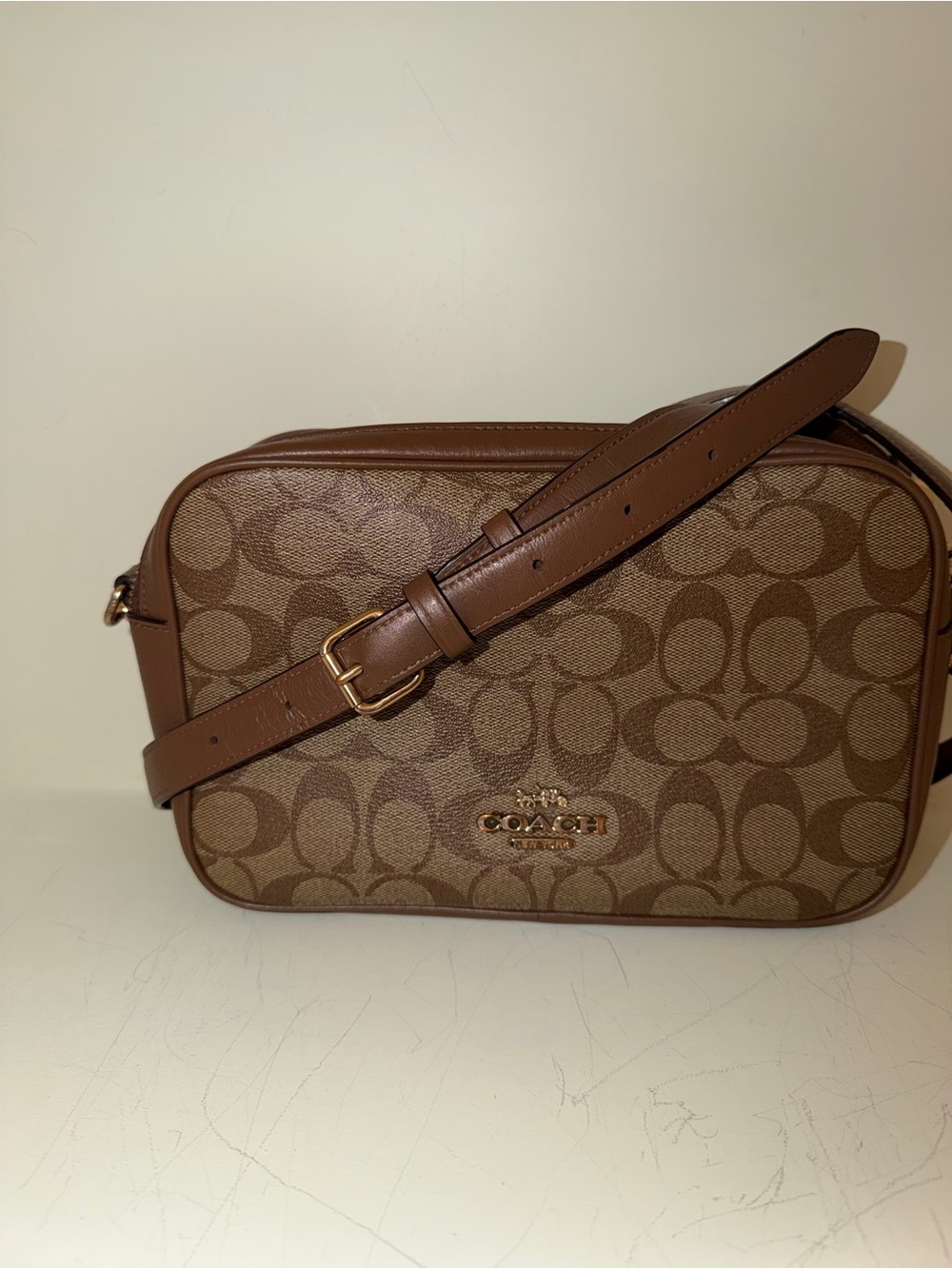 Coach Monogram Canvas Crossbody Bag - Brown/Tan